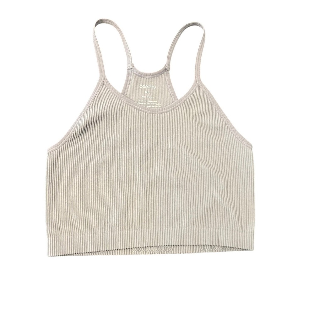 Ododos Ribbed Seamless Crop Top Womens M/L Grey Excellent Racerback Tank 1653
